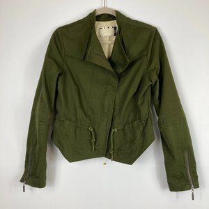 Mike Gonzalez Army Green Zip Moto Jacket Cotton